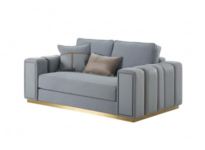 Sofa 2 Seater Living room Modern Design Couches Sofa Blue Textile Furniture HellBlue
