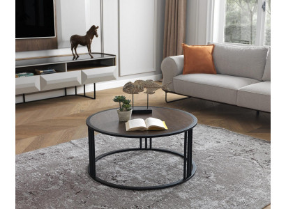Living room Coffee table Side table Table stainless steel Furniture Black Round