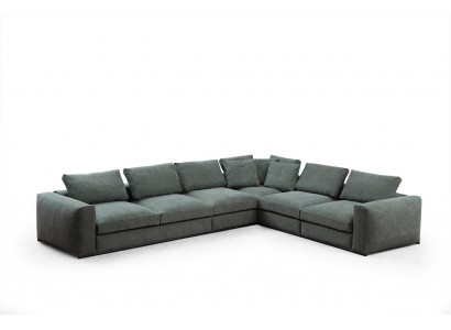 Living landscape Corner sofa L-shape Wood with Textile Modern Couch new green