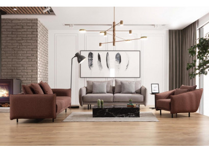 Armchair 3+3+1 Seater Luxury Sofa Brown Sofa Set Sofas Fabric Design