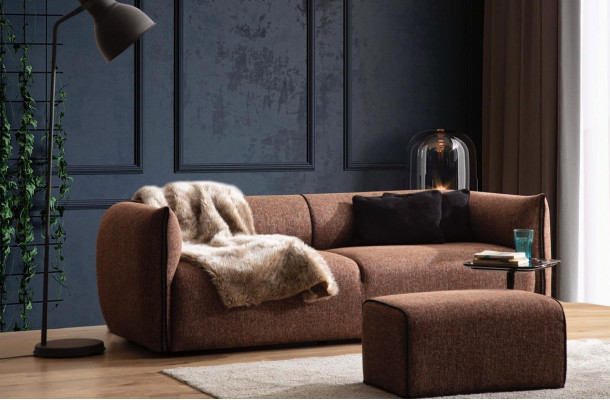 Modern Sofa 4-Seater Upholstery Couch Textile Sofas Design Furniture brown new luxury