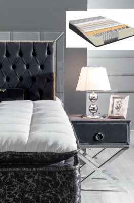 Bedroom Set Black Metal Bed 2x Bedside tables Luxury new 3pcs.