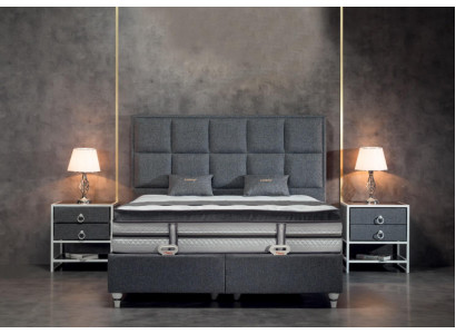 Bedroom Set Gray Bed Design Modern Luxury 2x Bedside tables 3 pcs
