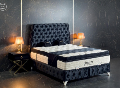Bedroom Set Black Bed Bedside table Chesterfield Beds Furniture Velvet 3pcs.