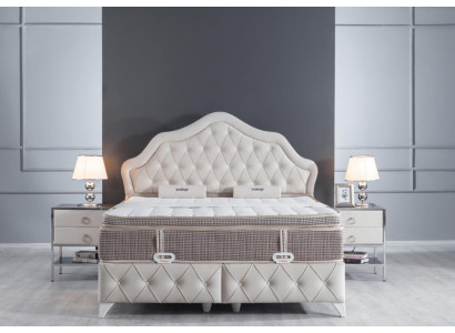 Bedroom Set White Bed Design Style Modern 2x Bedside tables Boxspring 3pcs. new