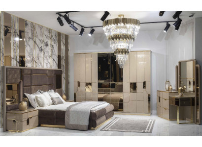 Luxury Bedroom Bed Bedside table Wardrobe Chest of drawers Set 5pcs