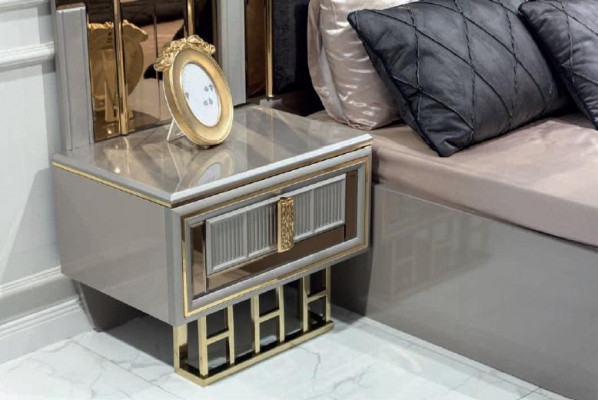 Bedroom Bed Bedside table Wardrobe Chest of drawers Wood Set 5pcs.