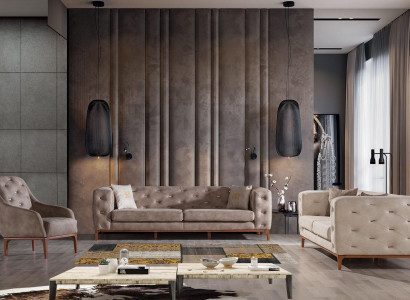 Chesterfield Design Sofa Upholstery Couches Modern Sofa set 3+3+1 Set