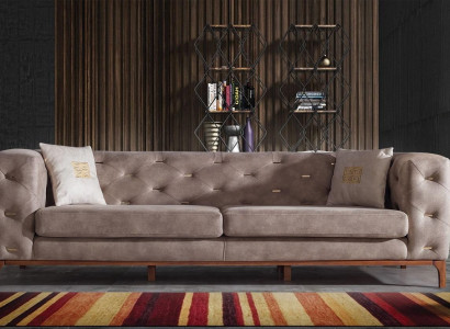 Sofa Couch 3 Seat Upholstery Living room Couches Designer Furniture Taupe Luxury