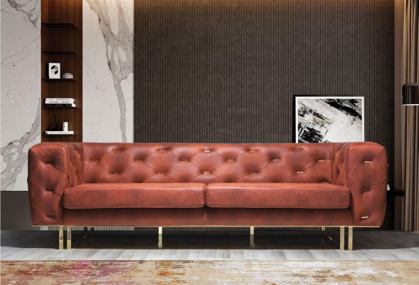 Chesterfield Textile Fabric Sofa Noble Design Classic Furniture brown 3 Seat