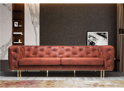 Chesterfield Textile Fabric Sofa Noble Design Classic Furniture brown 3 Seat