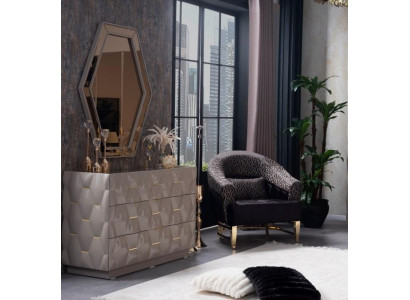 Chest of drawers Sideboard Chests of drawers Mirror Set Real Wood Italian Furniture Modern Style