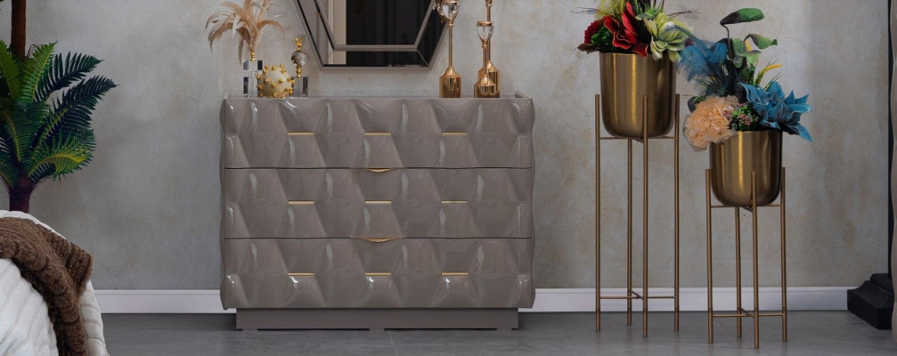 Chest of drawers Sideboard Chests of drawers Mirror Set Real Wood Italian Furniture Modern Style