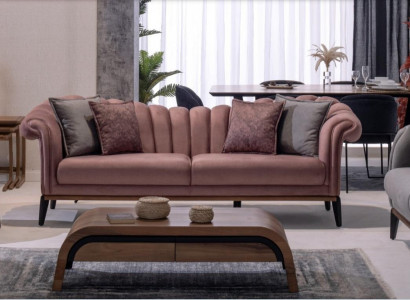 Italian Style 2 Seater Living room Couch Sofa Upholstery Seat Textile Pink new