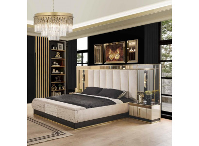 Luxury Bedroom Bed Designer Furniture Double bed Gold High Gloss