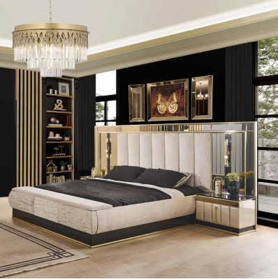 Bed Bedside table Wardrobe 4 pcs Bedroom Set Design Modern