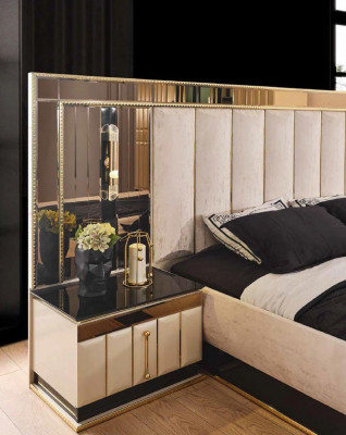 Bed Bedside table Wardrobe 4 pcs Bedroom Set Design Modern