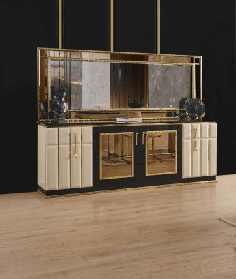 Chest of drawers xxl Sideboard with Mirror Sideboards Wood Chests of drawers Furniture 2 pcs