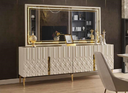 xxl Sideboard Chest of drawers with Mirror Sideboards Wood Chests of drawers Furniture 2 pcs