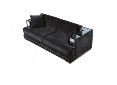 Three Seater Chesterfield Couch Black Sofas Textile Leather Sofa Couches