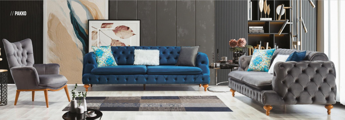 Armchair 1 Seater Gray Living room Textile Chesterfield Italian style