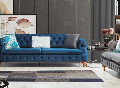 Armchair 1 Seater Gray Living room Textile Chesterfield Italian style
