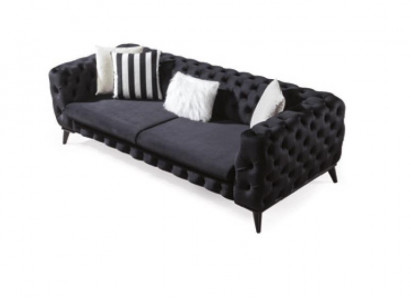 Sofa 3 Seater Black Luxury Furniture Chesterfield Sofa bed Bed 3er