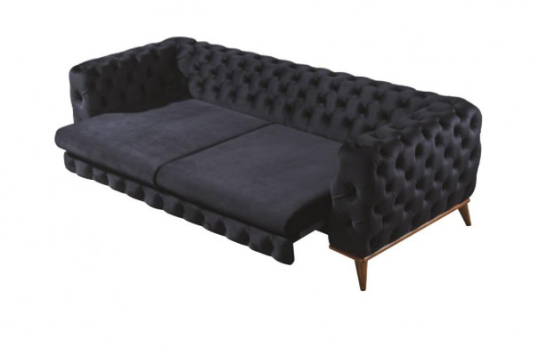 Sofa 3 Seater Black Luxury Furniture Chesterfield Sofa bed Bed 3er