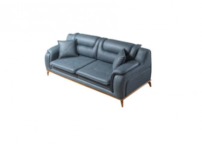 Sofa Blue 3 Seater Living room Couch Design Chesterfield Italian Style Furniture