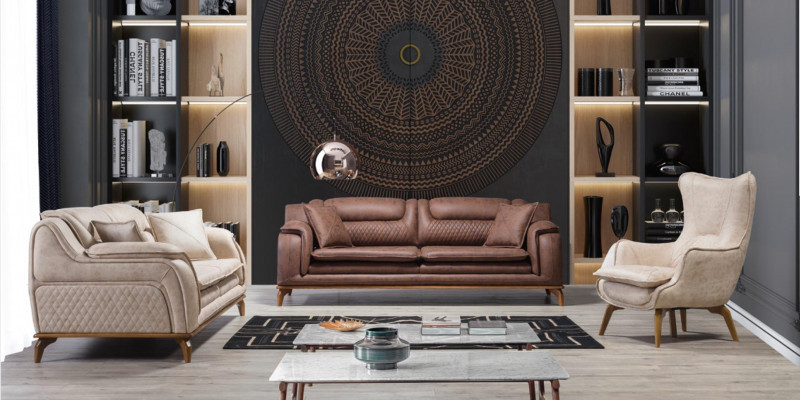Sofa Brown 3 Seater Living room Classic Design Luxury Italian Style 3 Seater