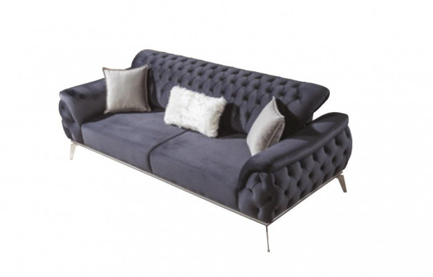 Sofa Blue 3 Seater Living room Luxury Design Chesterfield Italian