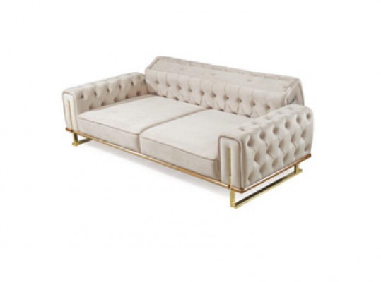 Sofa Beige 3 Seater Living room Luxury Design Chesterfield Italian