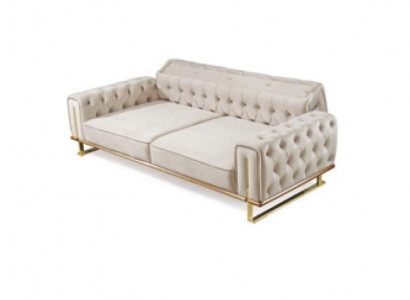 Sofa Beige 3 Seater Living room Luxury Design Chesterfield Italian