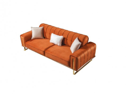 Sofa Orange 3 Seater Living room Luxury Chesterfield Italian