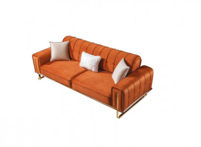Sofa Orange 3 Seater Living room Luxury Chesterfield Italian