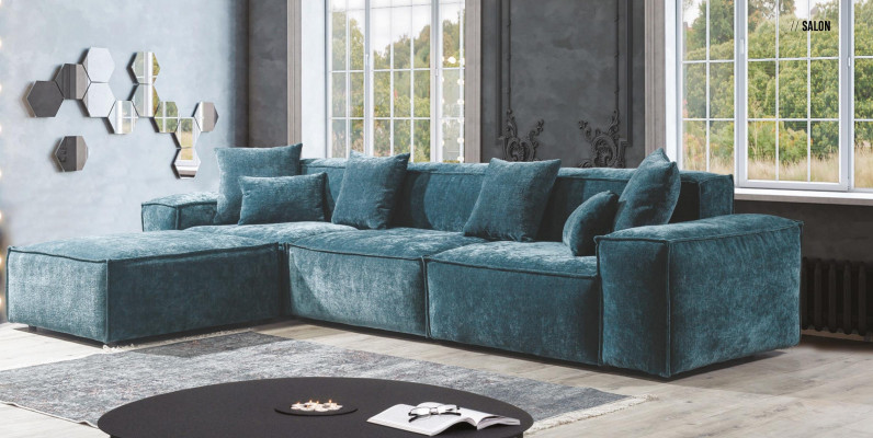 Corner sofa Blue Living room Elegant living corner Design Furniture Corner suite