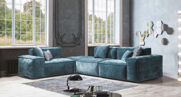 Corner sofa L-shape Blue e Living landscape Design Couches Furniture Sofa Couch