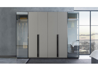 Elegant Bedroom Wardrobe Glass Cabinet Transparent Fronts Wardrobe