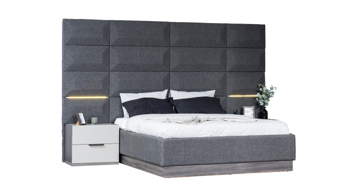 Gray Bedroom Set Complete Furniture Bed Wardrobe Bedside tables Furniture 5pcs Wood