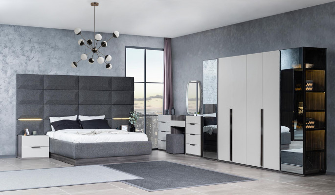 Complete Bedroom Furniture Set Bed 2x Bedside table Dressing table Mirror 5pcs new