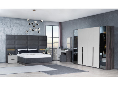 Bedroom Bed Bedside table Wardrobe Chest of drawers with Mirror Furniture Wood Luxury