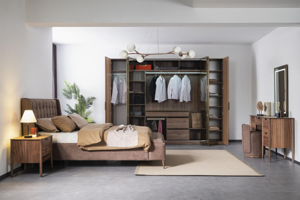 xxl Wardrobe High brown Bedroom Cabinets glass cabinet Wood modern new
