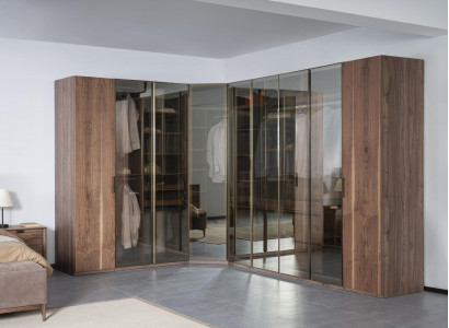 Walk-in Wardrobe Glass Cabinet Transparent Doors Wardrobe Corner Cabinet new