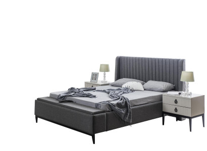 Bed Design Double bed Beds Upholstery Bedroom Furniture Hotel Bed Frame Grey