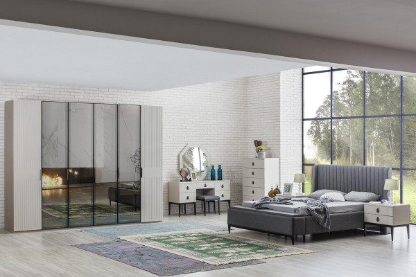 Bed Design Double bed Beds Upholstery Bedroom Furniture Hotel Bed Frame Grey