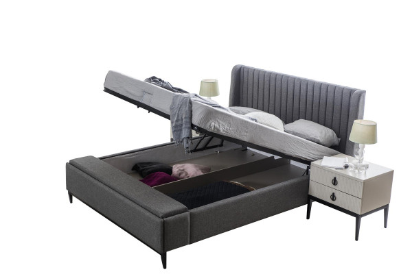 Bed Design Double bed Beds Upholstery Bedroom Furniture Hotel Bed Frame Grey