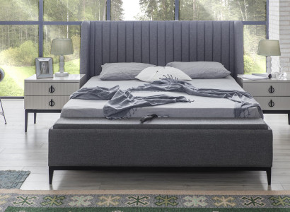 Gray Bedroom Bed + 2x Bedside table Consoles Bedside tables Beds 3pcs. new