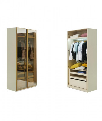Walk-in Wardrobe Furniture Glass Cabinet Tinted Fronts Wardrobe Corner Cabinet