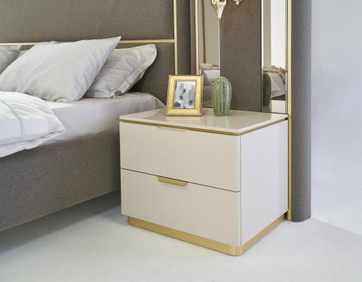 Bedroom Consoles Bedside table Set 2x Bedside tables Luxury Hotel Furniture Beige new