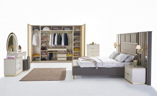 Bedroom Consoles Bedside table Set 2x Bedside tables Luxury Hotel Furniture Beige new